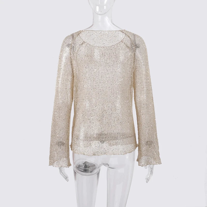 Blusa Tricot Paetê - Casual Chic l CAROL ESPAÇO FASHION