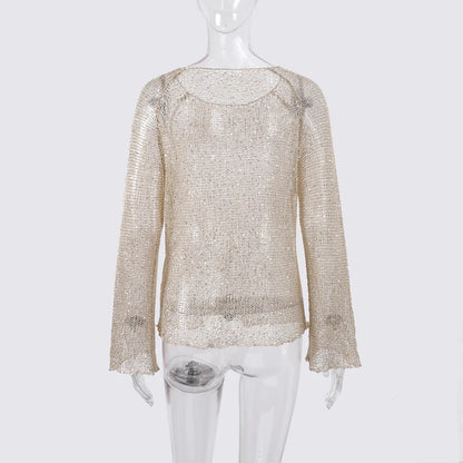 Blusa Tricot Paetê - Casual Chic l CAROL ESPAÇO FASHION