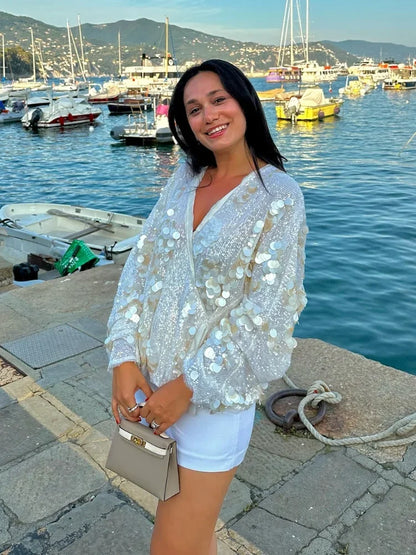 Blusa Feminina Lantejoulas