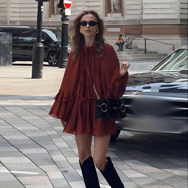 Vestido Curto Manga Longa Boho CHIC