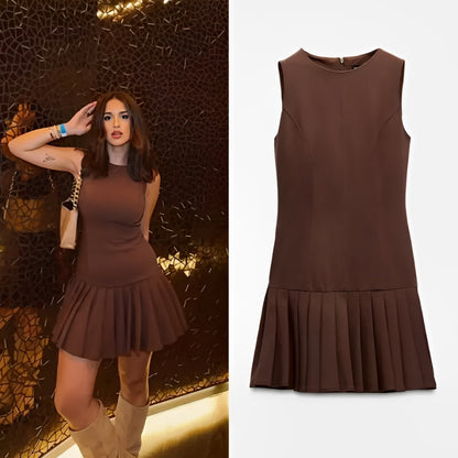 Vestido Colegial Alfaiataria Godê Plissado