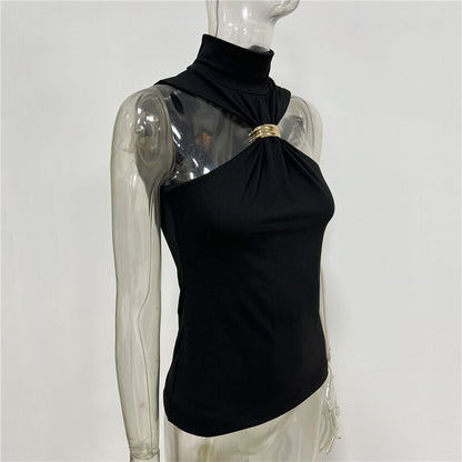 Blusa Gold Gola Alta Nakeds com Detalhe Metálico