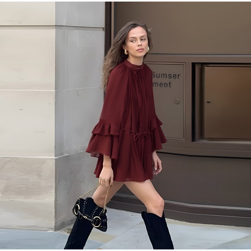 Vestido Curto Manga Longa Boho CHIC