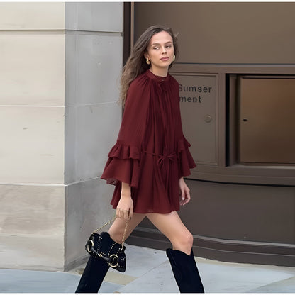 Vestido Curto Manga Longa Boho CHIC