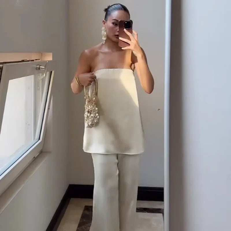 Vestido Conjunto Cetim Poá Elegance - Casual Chic l CAROL ESPAÇO FASHION