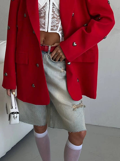 blazer , blazerfeminino, blazerfemininovermelho , blazerdetalhescorações