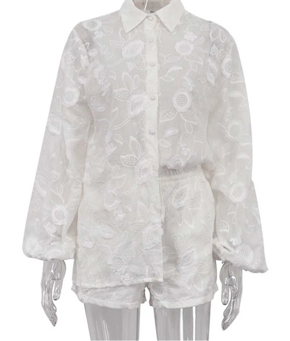Conjunto Floral Blanc Étoile - Casual Chic l CAROL ESPAÇO FASHION
