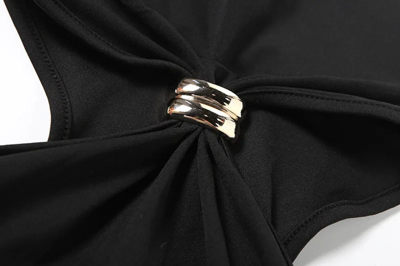 Vestido Preto Contemporânea Midi