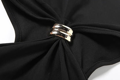 Vestido Preto Contemporânea Midi