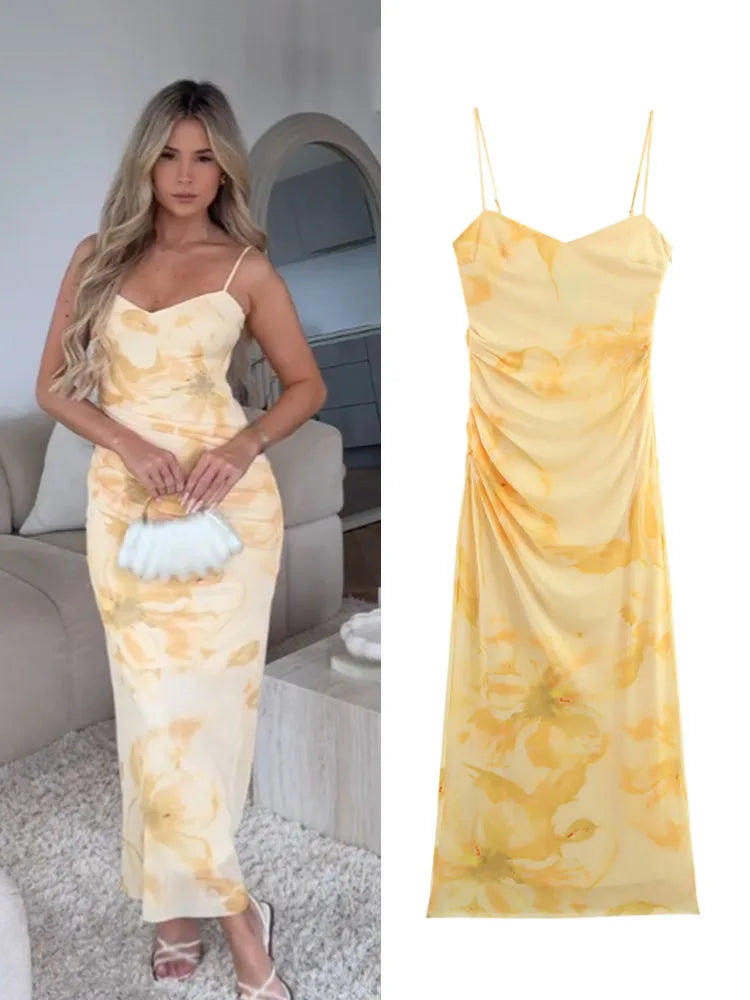 vestido , vestidolongo , vestidolongofloral , vestidoamarelolongo , vestidoalçasfinas
