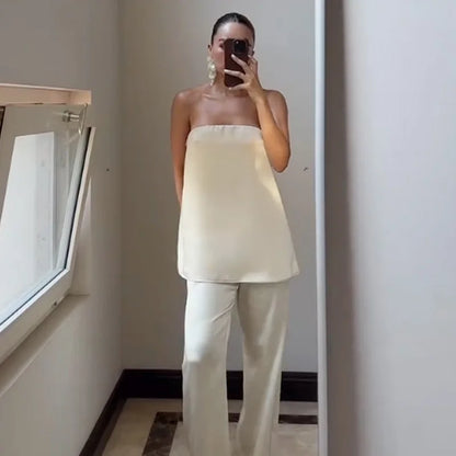 Vestido Conjunto Cetim Poá Elegance - Casual Chic l CAROL ESPAÇO FASHION