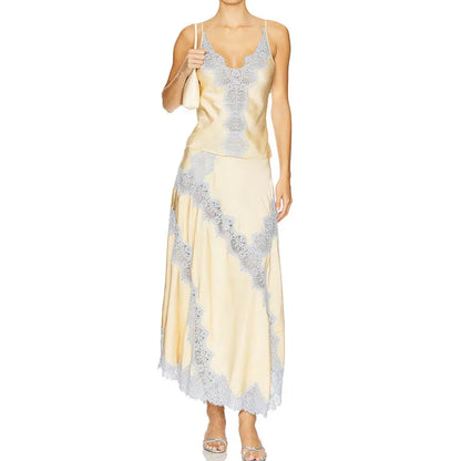 Conjunto Feminino Seda Com Renda
