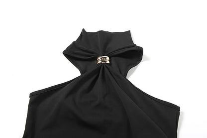 Vestido Preto Contemporânea Midi
