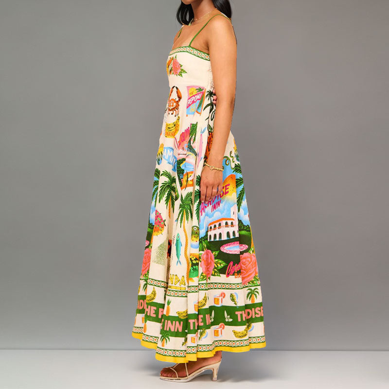 Vestido Longo Estampado de Verão