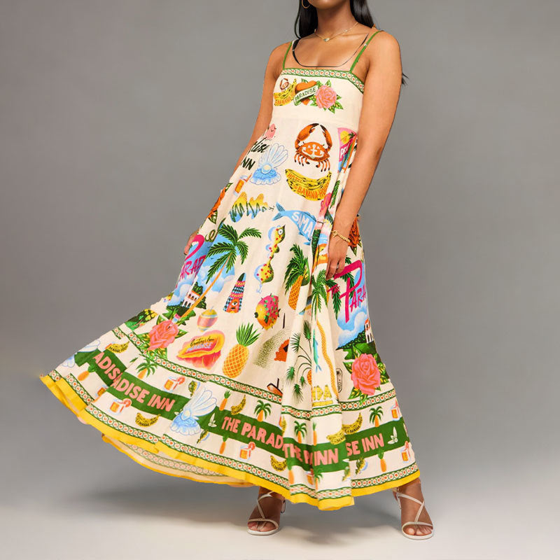 Vestido Longo Estampado de Verão