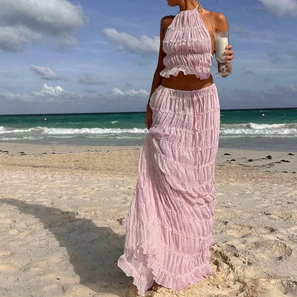 conjuntocroppedesaia , vestidofluidobege, conjuntofeminino , conjuntopraia