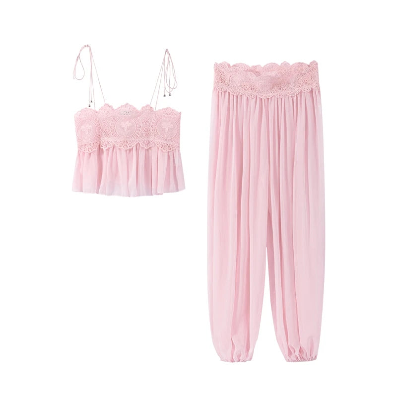 Conjunto Top com Alças Finas e Calça Aladim - Moda Resort l CAROL ESPAÇO FASHION