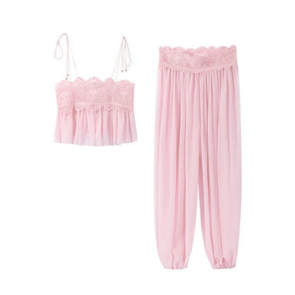 Conjunto Top com Alças Finas e Calça Aladim - Moda Resort l CAROL ESPAÇO FASHION