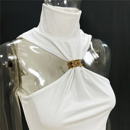 Blusa Gold Gola Alta Nakeds com Detalhe Metálico