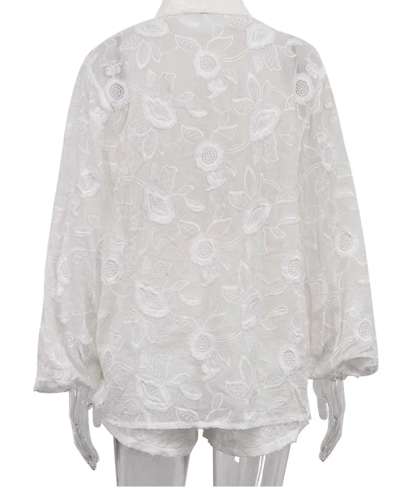 Conjunto Floral Blanc Étoile - Casual Chic l CAROL ESPAÇO FASHION