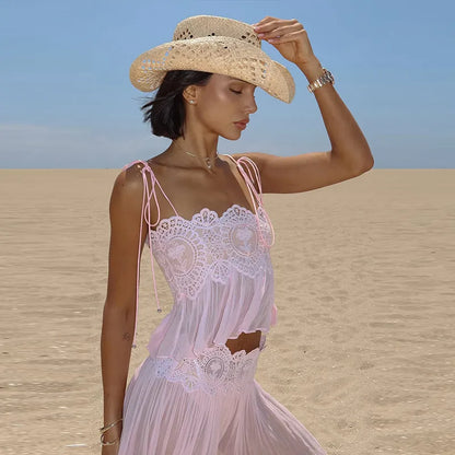 Conjunto Top com Alças Finas e Calça Aladim - Moda Resort l CAROL ESPAÇO FASHION