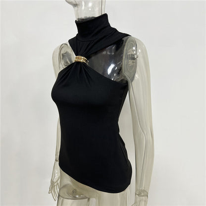Blusa Gold Gola Alta Nakeds com Detalhe Metálico
