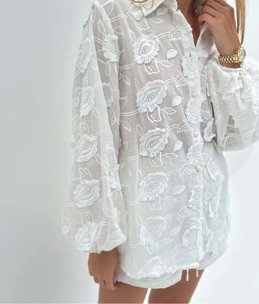 Conjunto Floral Blanc Étoile - Casual Chic l CAROL ESPAÇO FASHION