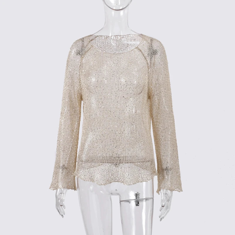 Blusa Tricot Paetê - Casual Chic l CAROL ESPAÇO FASHION