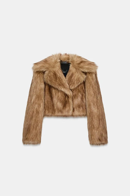 Jaqueta Cropped de Pelo Sintético Luxe