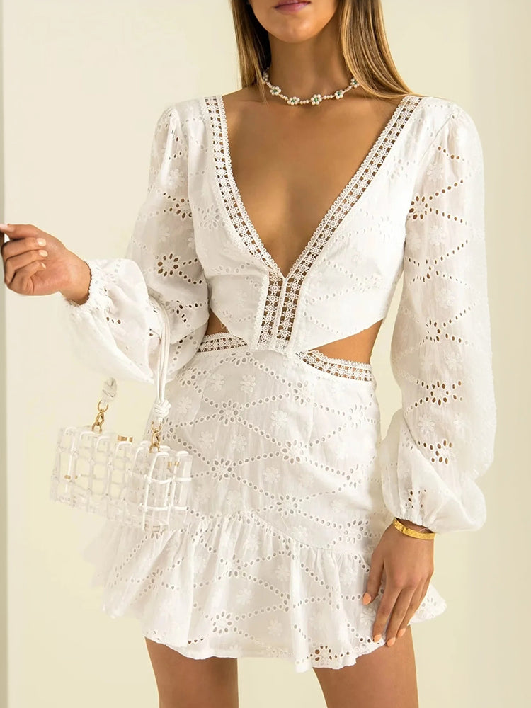 Vestido Curto Lese Manga Longa