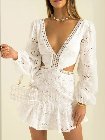 Vestido Curto Lese Manga Longa