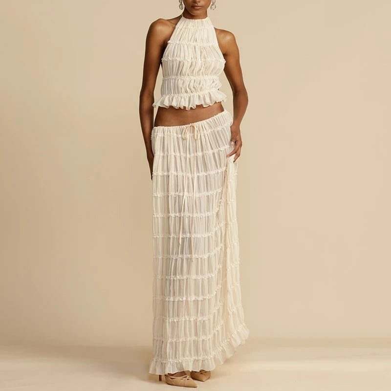 conjuntocroppedesaia , vestidofluidobege, conjuntofeminino , conjuntopraia