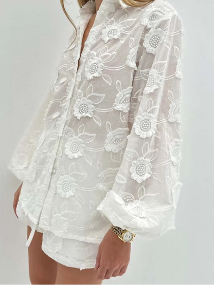 Conjunto Floral Blanc Étoile - Casual Chic l CAROL ESPAÇO FASHION