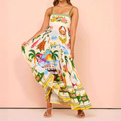 Vestido Longo Estampado de Verão