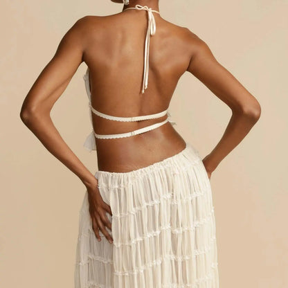 conjuntocroppedesaia , vestidofluidobege, conjuntofeminino , conjuntopraia