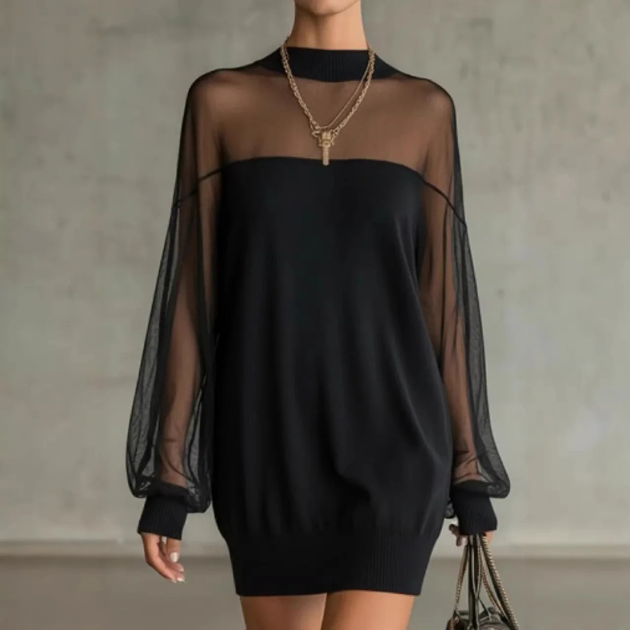 Vestido Curto Tule Noir