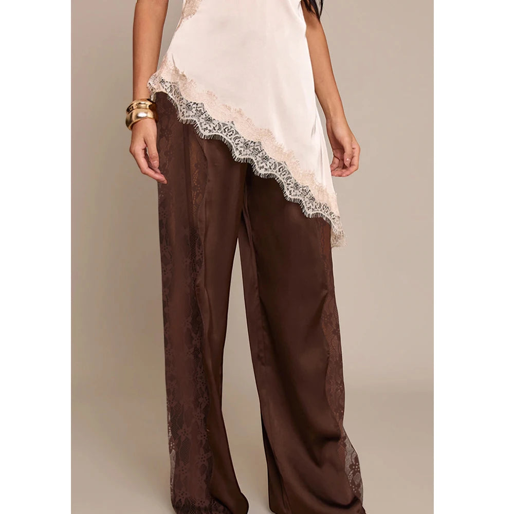 Calça Acetinada Lace Essence - Casual Chic l CAROL ESPAÇO FASHION