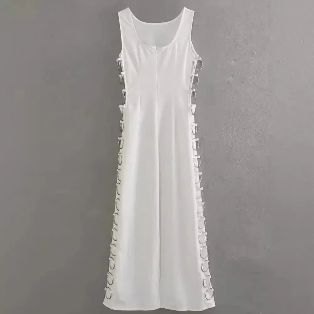 Vestido Longo Argolas Laterais