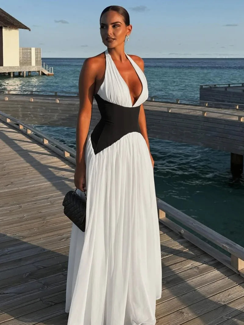 Vestido Longo em Renda com Transparência e Gola Alta - Moda Festa l CAROL ESPAÇO FASHION