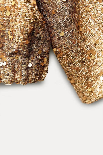 Blazer Dourado com Paetês - Outono Inverno l CAROL ESPAÇO FASHION