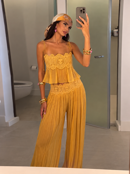 Conjunto Top com Alças Finas e Calça Aladim - Moda Resort l CAROL ESPAÇO FASHION