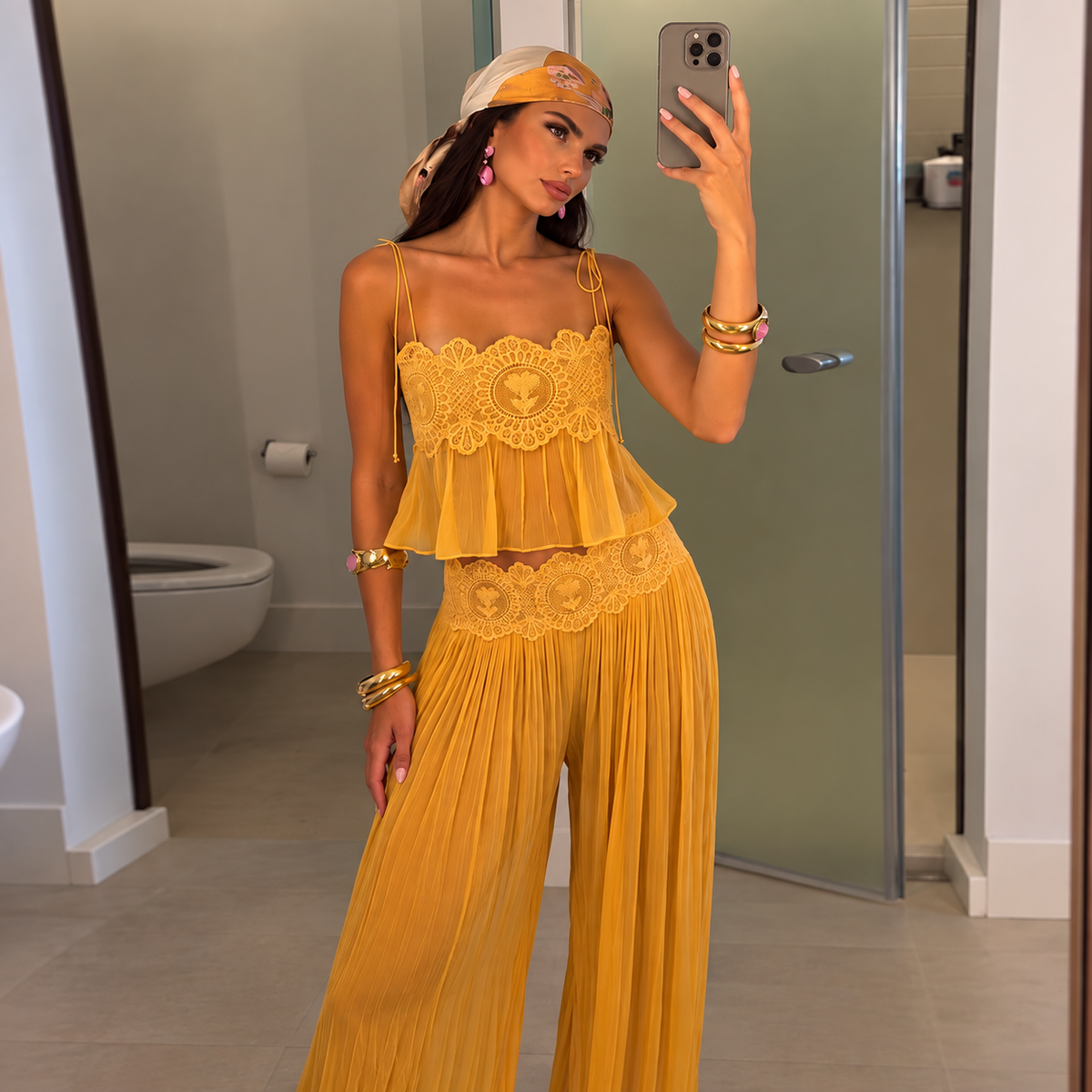 Conjunto Top com Alças Finas e Calça Aladim - Moda Resort l CAROL ESPAÇO FASHION