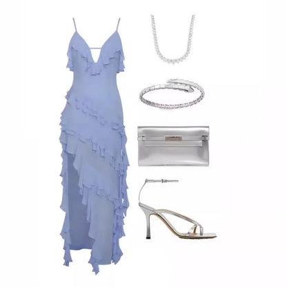 vestido , vestidoazul , vestidolongo , vestidolongobabado 