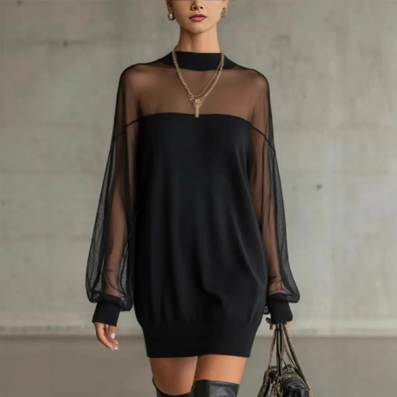 Vestido Curto Tule Noir