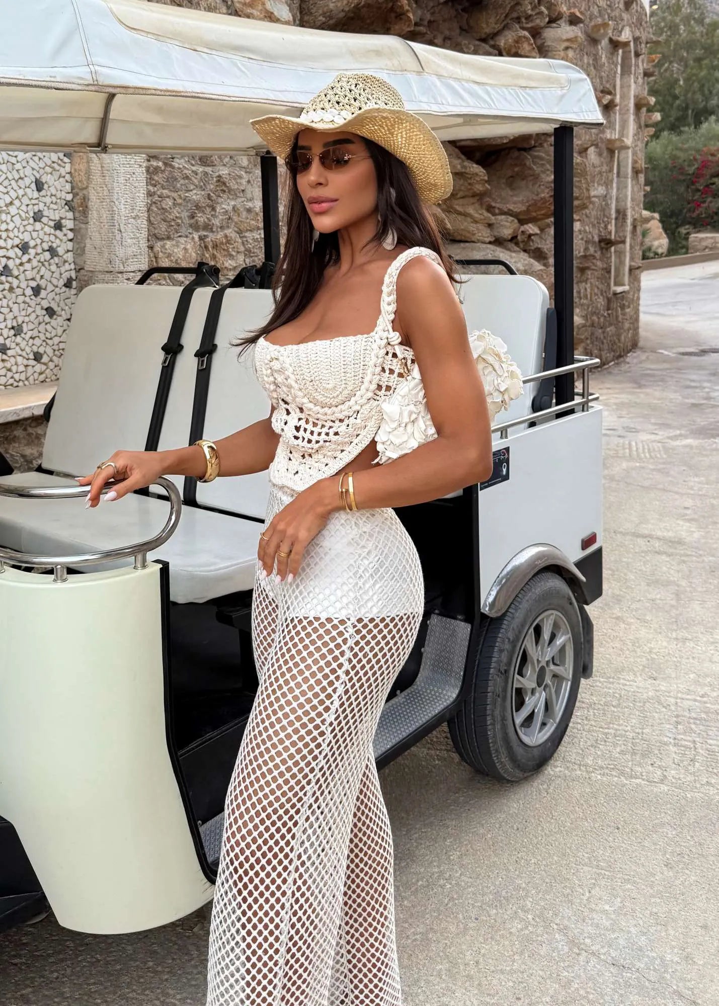 Conjunto Deville Crochê Artesanal Calça Tela Premium