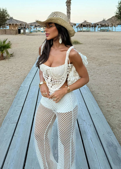 Conjunto Deville Crochê Artesanal Calça Tela Premium