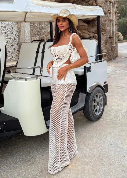 Conjunto Deville Crochê Artesanal Calça Tela Premium