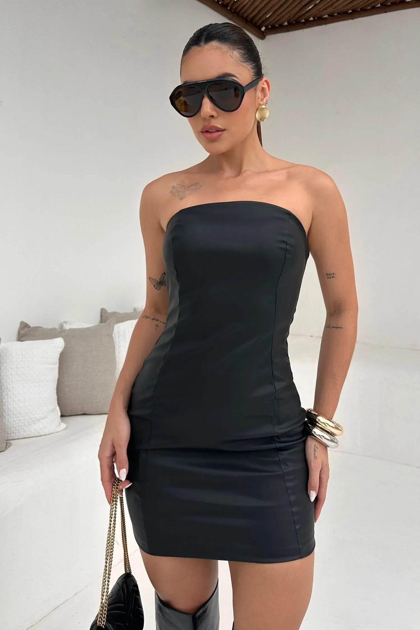 Conjunto Vestido e Jaqueta Couro Soluna - Sale