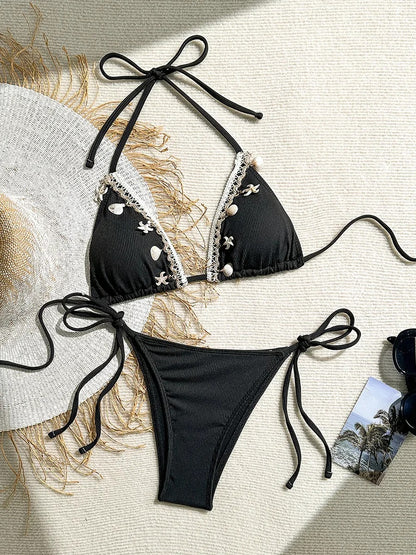 Biquini Curtinha Detalhes Estrelas do Mar - Moda Resort l CAROL ESPAÇO FASHION
