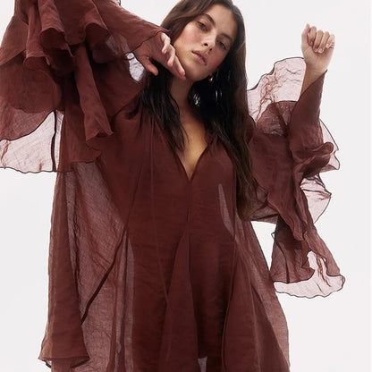 Vestido Curto Manga Longa Boho CHIC